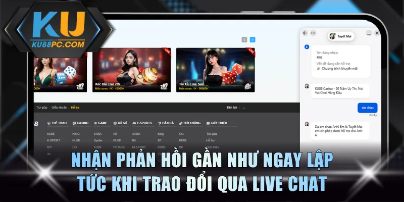 Nhận phản hồi gần như ngay lập tức khi trao đổi qua live chat